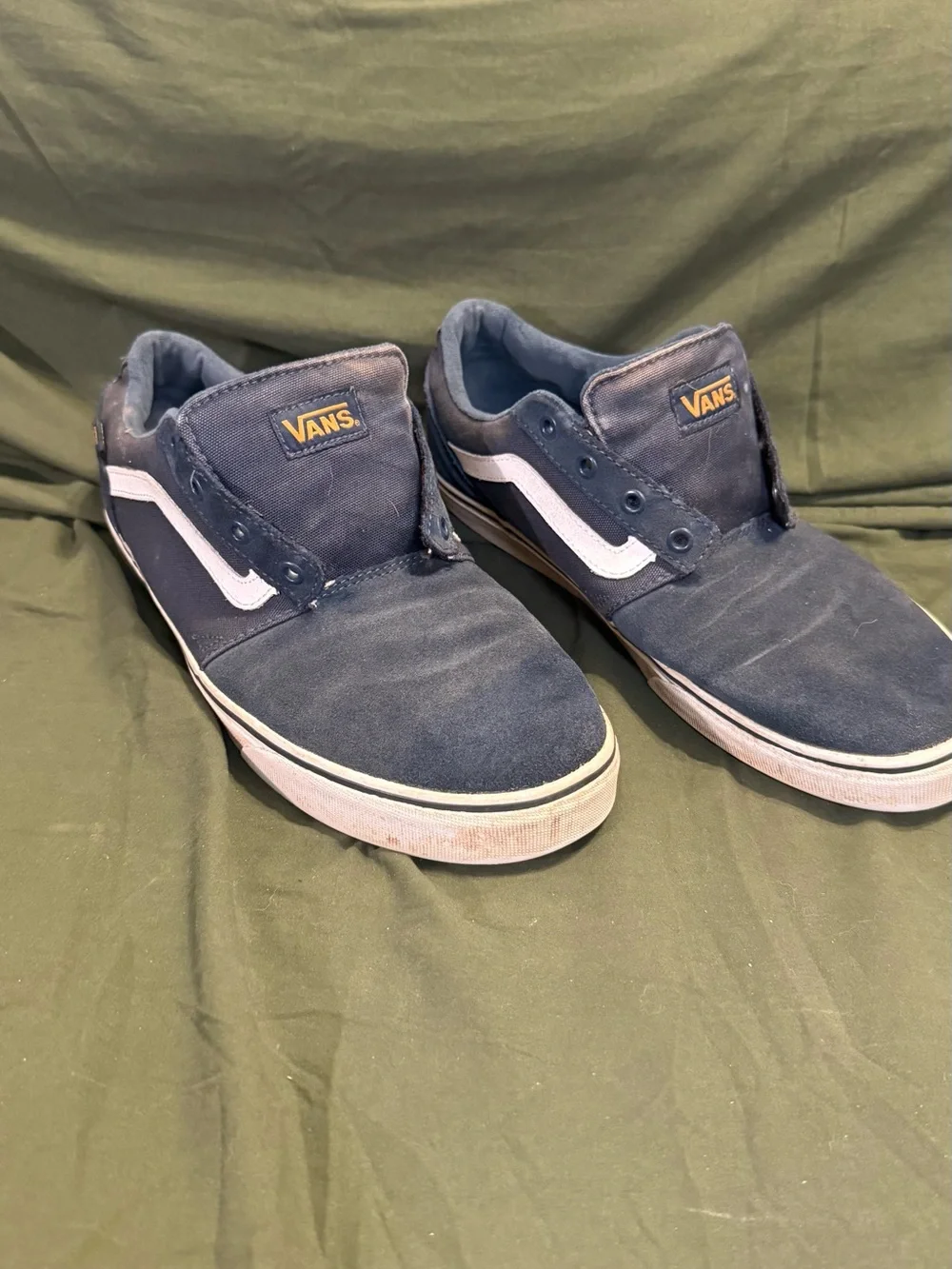 Vans Navy and White Low-Top Skate Sneakers
